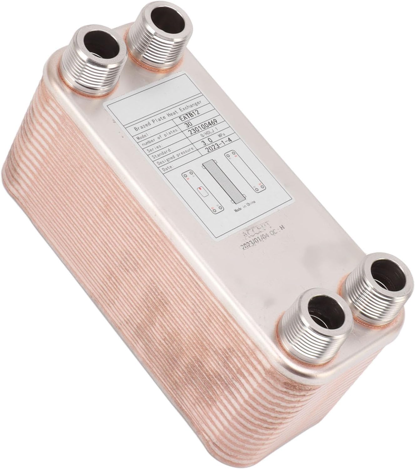 30 Plates Heat Exchanger, Brazed Plate Heat Exchanger for Beer Wort Chiller, Heat Exchanger for Quick Beer Cooling Machine