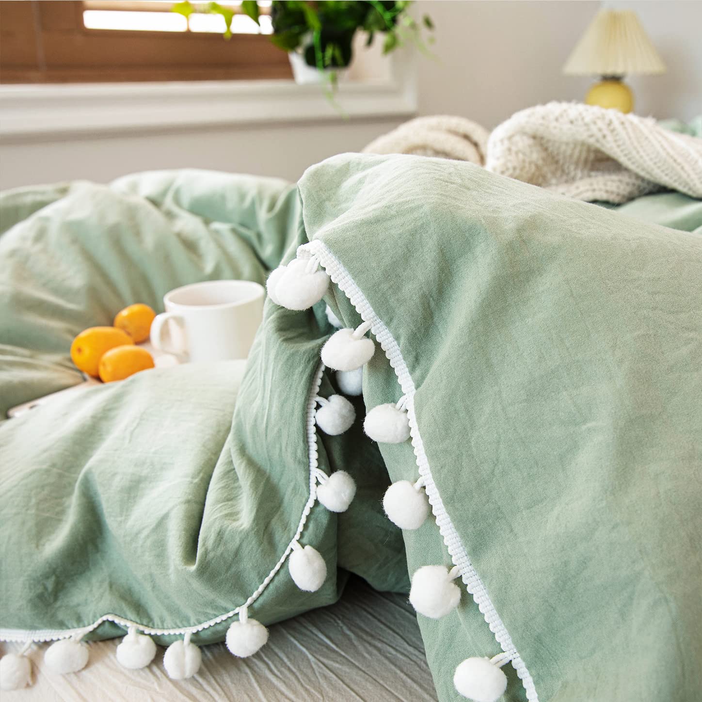 Bedbay Set di biancheria da letto in stile bohémien, con nappe e