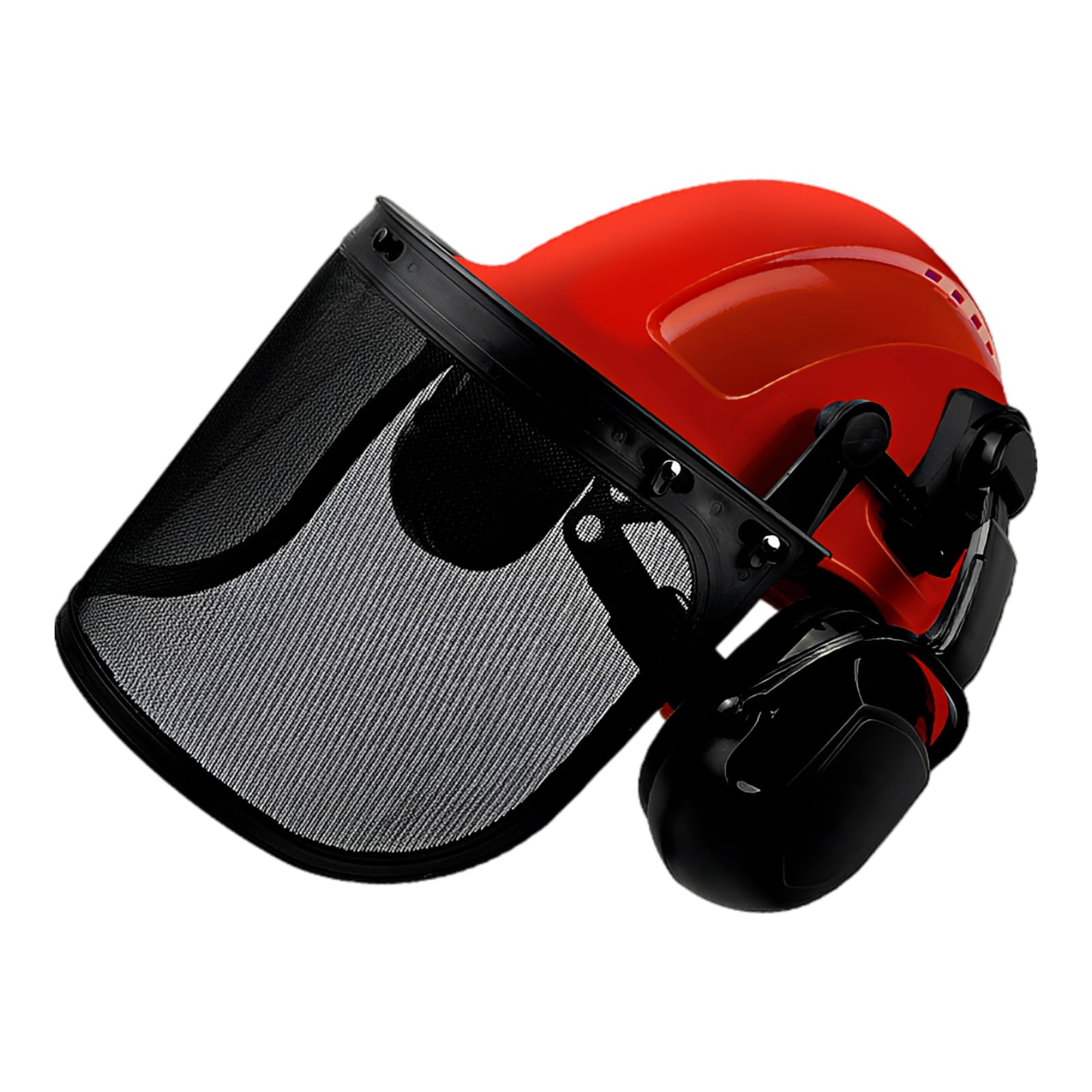 Kettensägenhelm mit Gesichtsschutz und Ohrenschützern, Industrie-Sicherheitshelm für Forst- und Holzarbeiten, verstellbar 20,8-24,8 Zoll, Schutzhelm mit Netzvisier und SNR 30 dB Gehörschutz