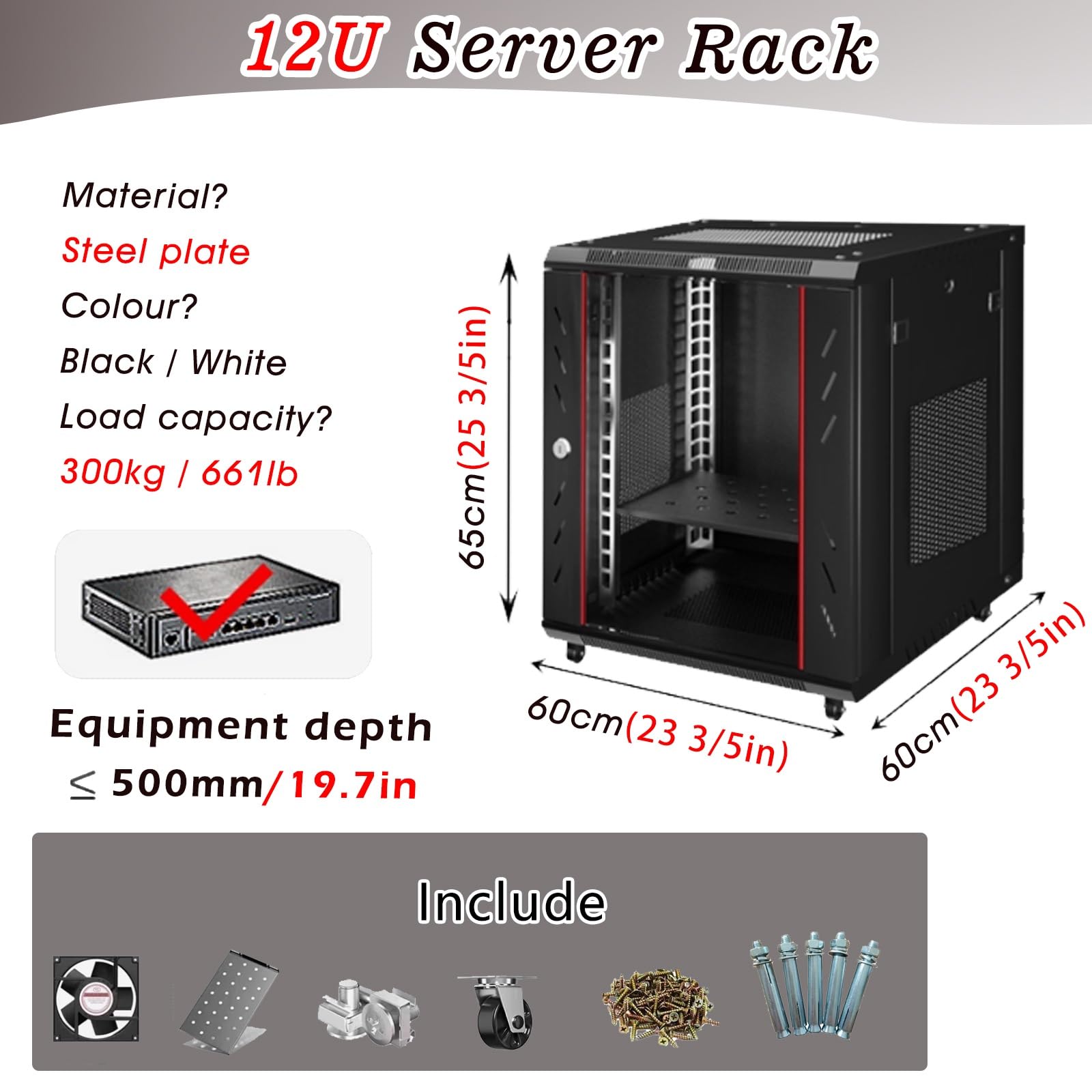 Recinzione dello scaffale del server del supporto della parete con le porte per la sala di registrazione dell'aula dell'ufficio dello studio, facile da montare