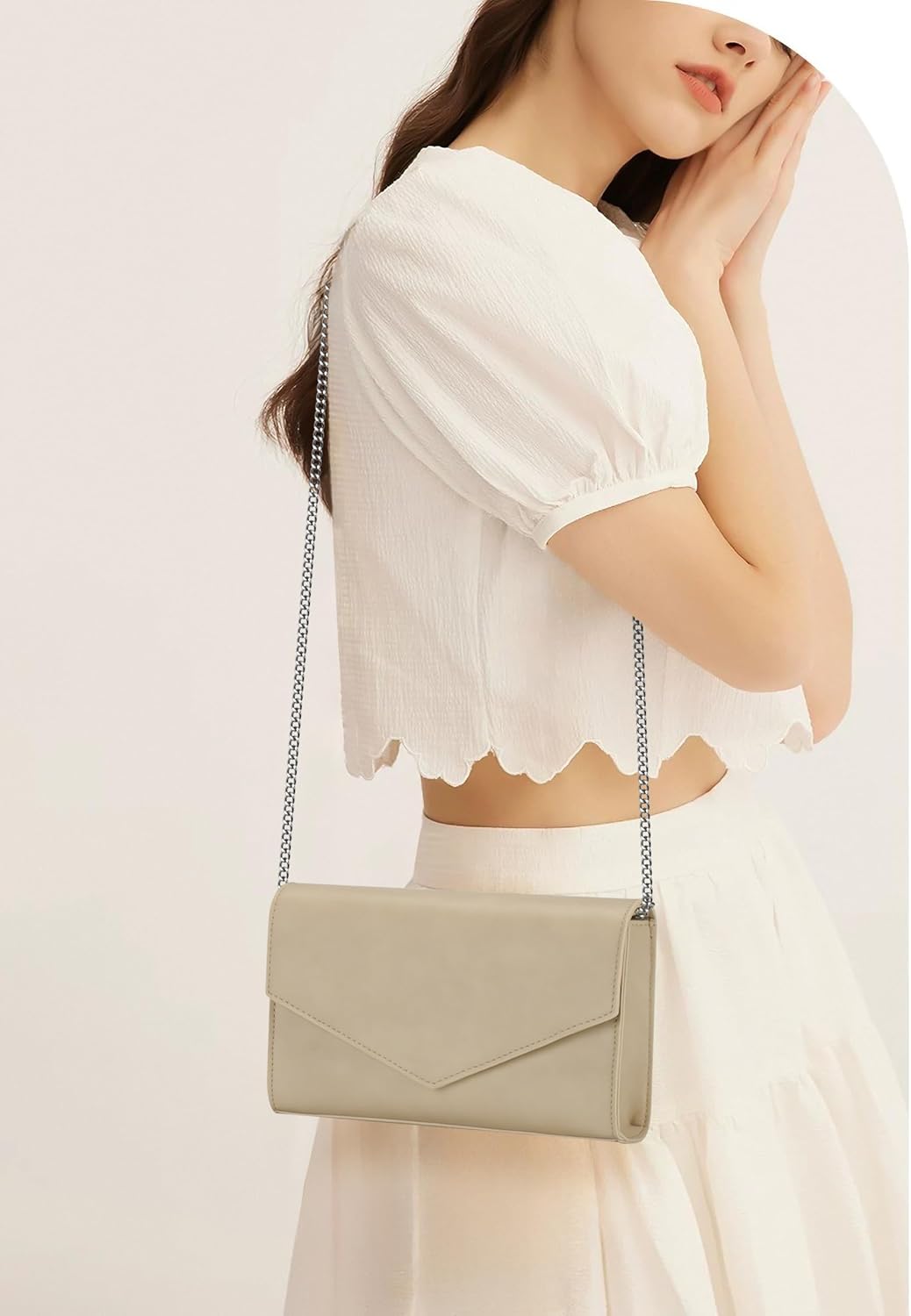 GM LIKKIE Clutch Purse for Women, Evening Envelope Clutch Bag, Crossbody Foldover PU Leather Shoulder Handbag - Image 6