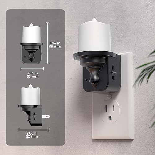 Miniatura 7 de L LOHAS LED Luz nocturna de vela, luces nocturnas ámbar enchufables a la pared, luz nocturna sin llama con sensor de luz, luz nocturna decorativa
