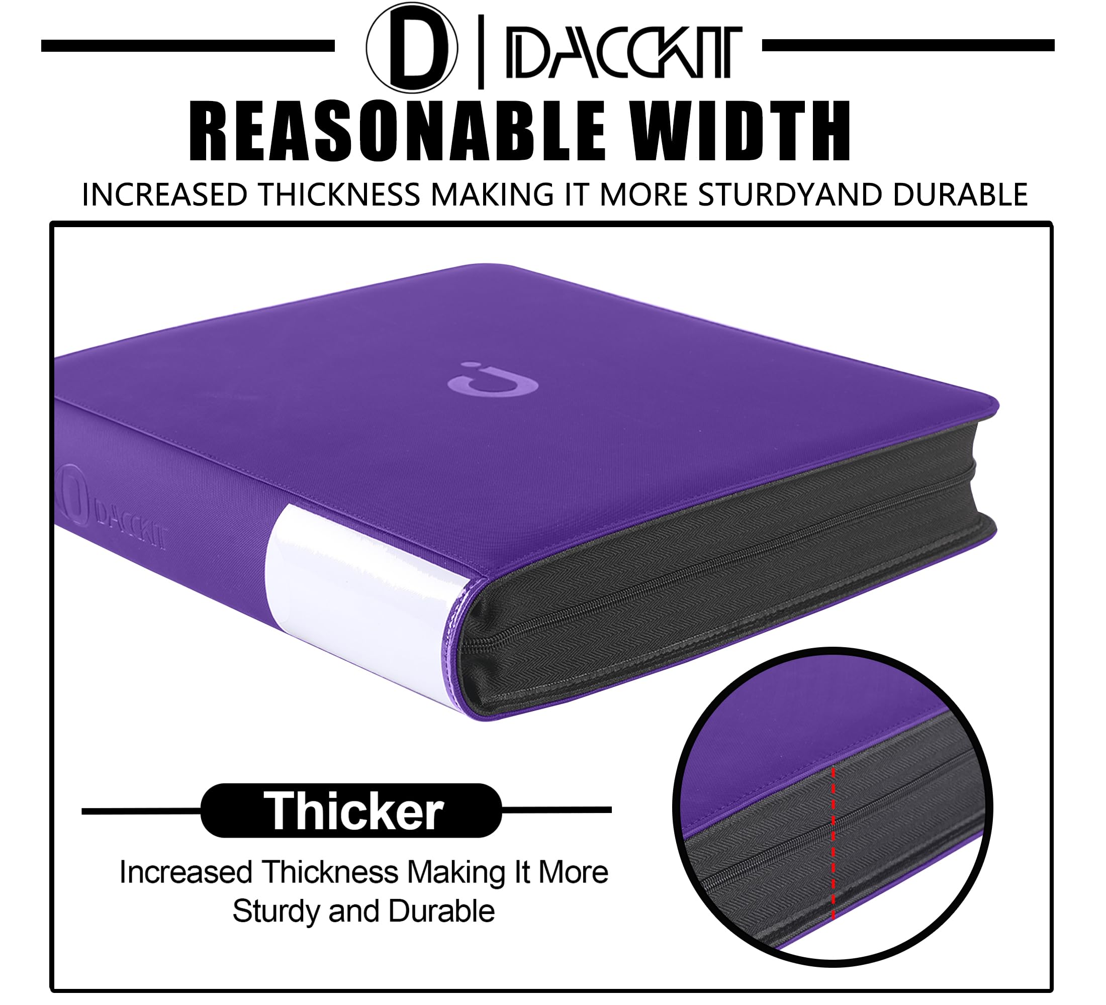 D DACCKIT Carpeta de tarjetas de intercambio, carpeta de tarjetas de 16 bolsillos con fundas para tarjetas coleccionables y tarjetas deportivas, álbum de tarjetas sin anillo para 1408 tarjetas (modelo