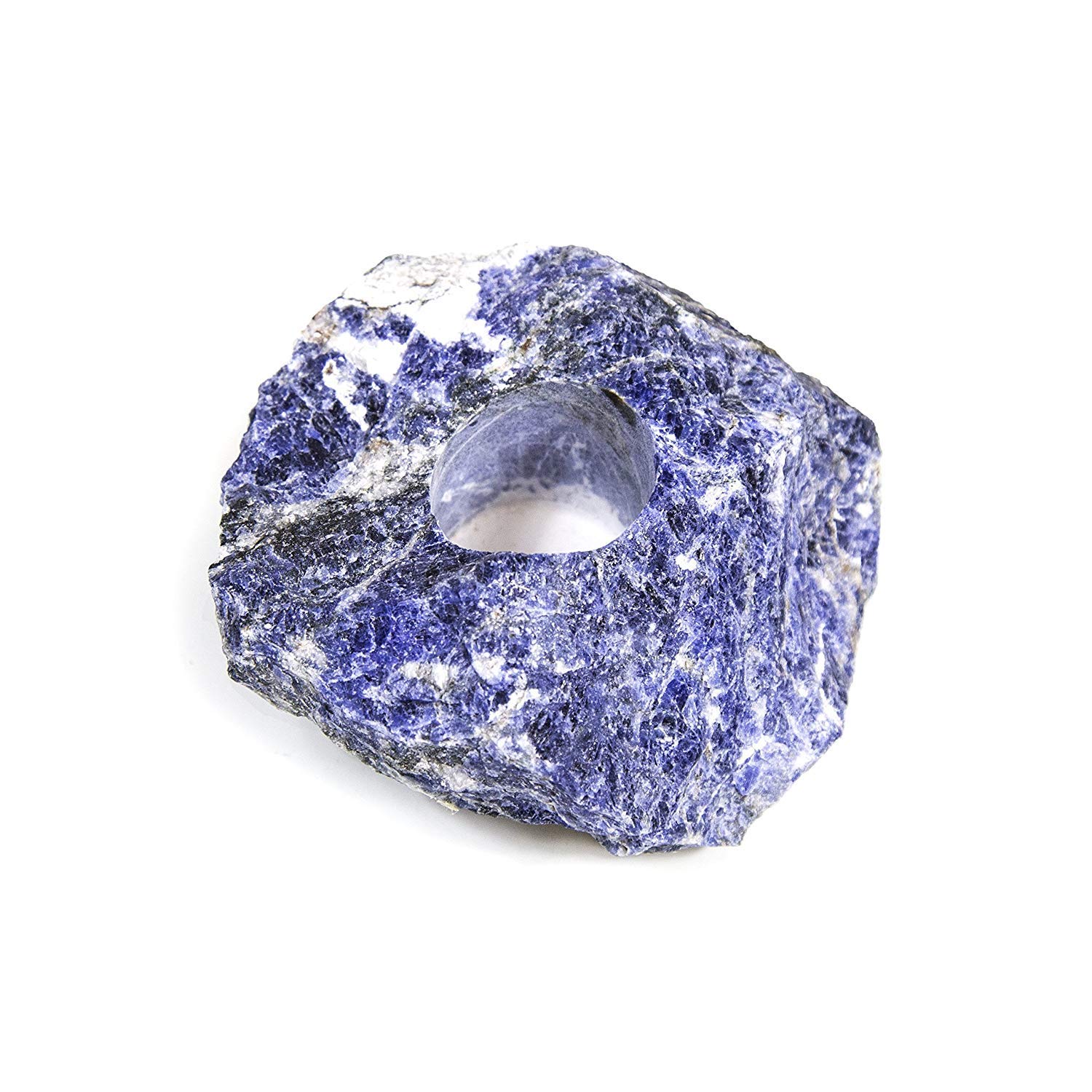 Rock Paradise Home Decor Sodalite: 1 (One) Sodalite Candle Holder Rock Paradise Exclusive With Certificate of Authenticity AM7B8