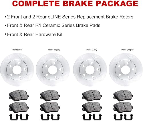 Miniatura 4 de Para Mazda CX-3 2016-2017 R1 Concepts eLine Kit de rotores de freno liso + pastillas de freno de cerámica