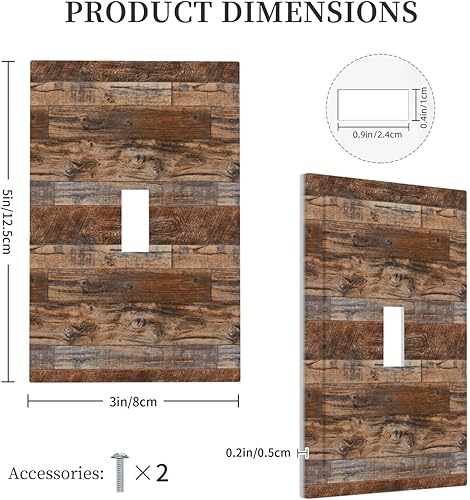 Miniatura 5 de Placa decorativa de madera rústica marrón para interruptor de luz de 1 banda cubierta de placa de pared de una sola palanca placa frontal eléctrica