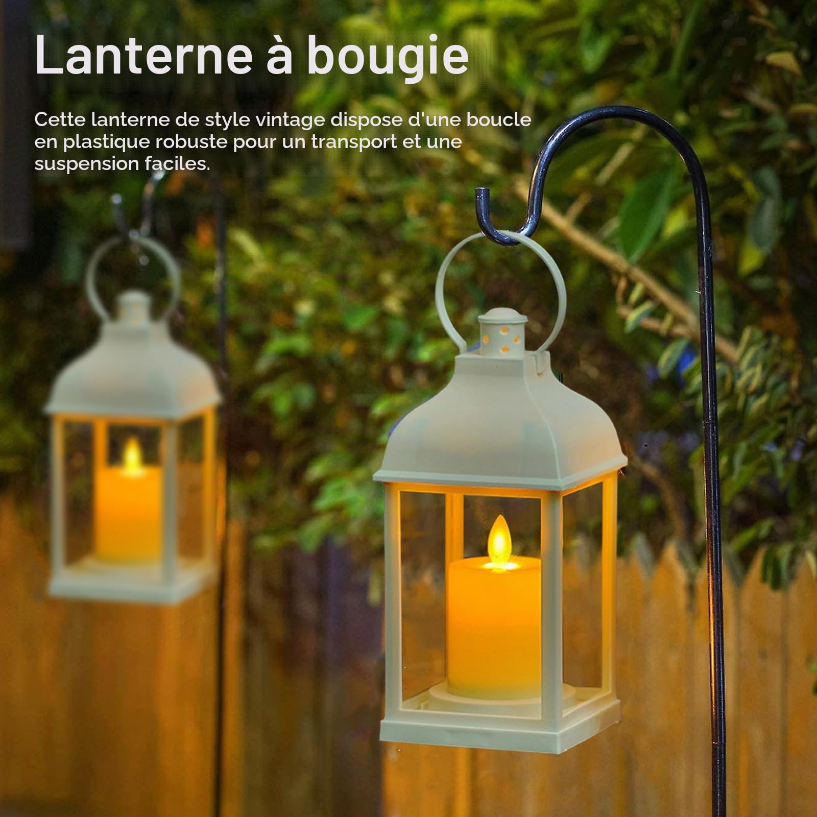 Lot de 6 Lanterne Décorative Blanche Lanterne Exterieur Jardin Lampe Décoration de Table de Mariage avec Bougie LED Flamme Vacillante, Intérieur Exterieur Jardin pour Balcon Terrasse Cour Decoration