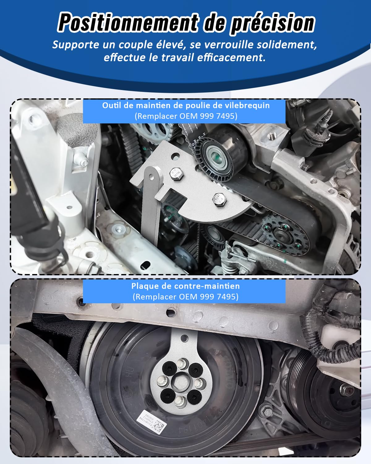 Outil de Calage Distribution Moteur Compatible avec Volvo S60 S80 S90 V40 V60 V70 V90 XC40 XC60 XC70 XC90 2.0D D4204T, Kit de Maintien de poulie de Vilebrequin remplaçant Le 9997495
