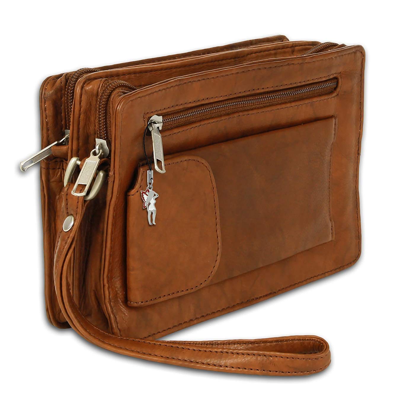 DrachenLeder Bolso de Muñeca Hombres de Cuero Marrón Beige Bolsillo Teléfono Móvil OTJ512C Una Oferta de IMPPAC, Tan, Marrón, medium, Elegante