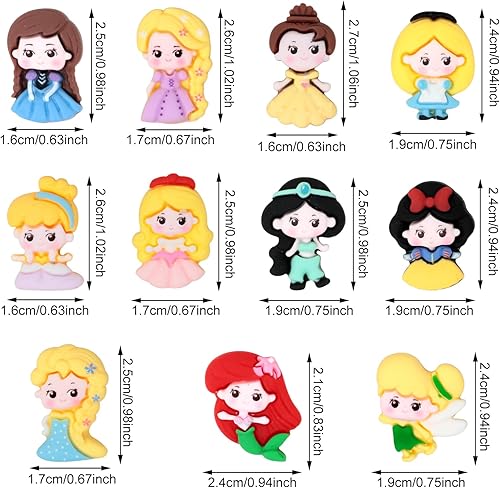 Miniatura 2 de Honbay 44 dijes de resina con parte trasera plana de princesas de dibujos animados, lindos encantos de limo para niñas, adornos de resina de sirena,