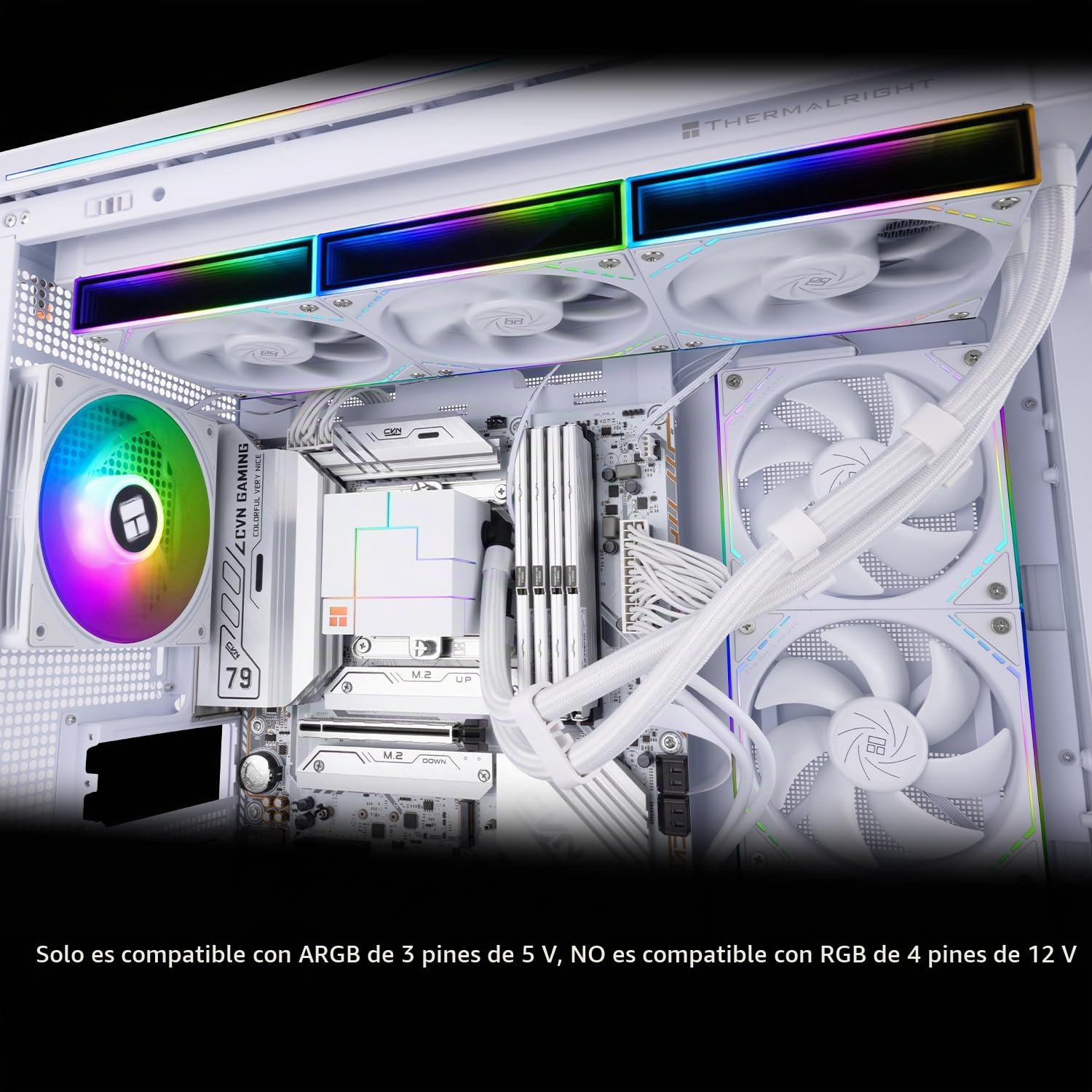 Thermalright Core Matrix 360 ARGB White V2, Enfriador líquido para CPU, AIO de 360mm con efecto de iluminación de espejo infinito, Para AM4/AM5, Intel LGA1851/1700