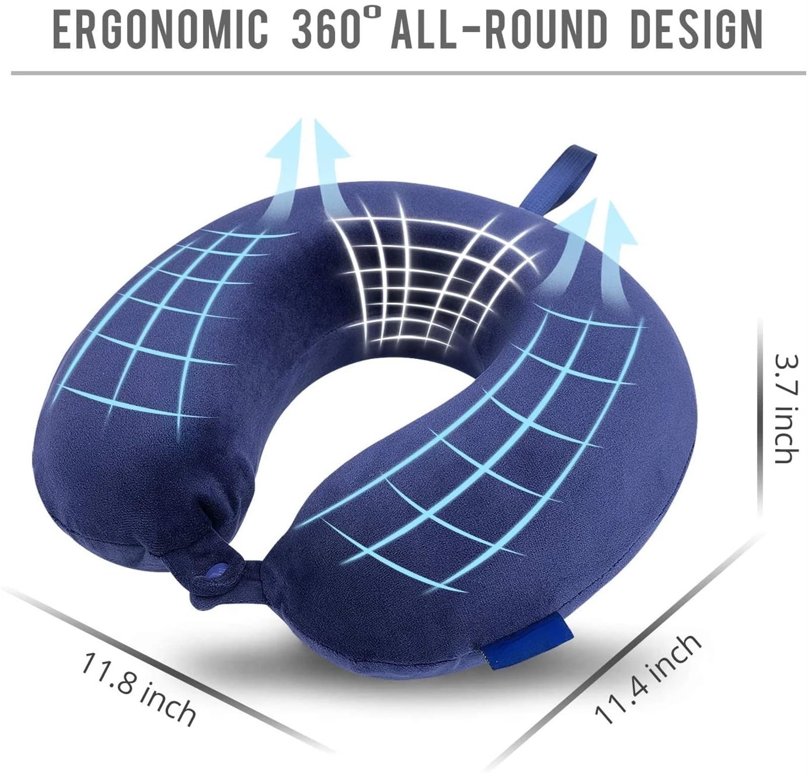 Nackenkissen Reisekissen Memory Foam Kopf-Nacken-Flugzeugkissen Reisen Auto Home Office Reise Flug Snap Strap Soft Cover Reisekissen(Blue)