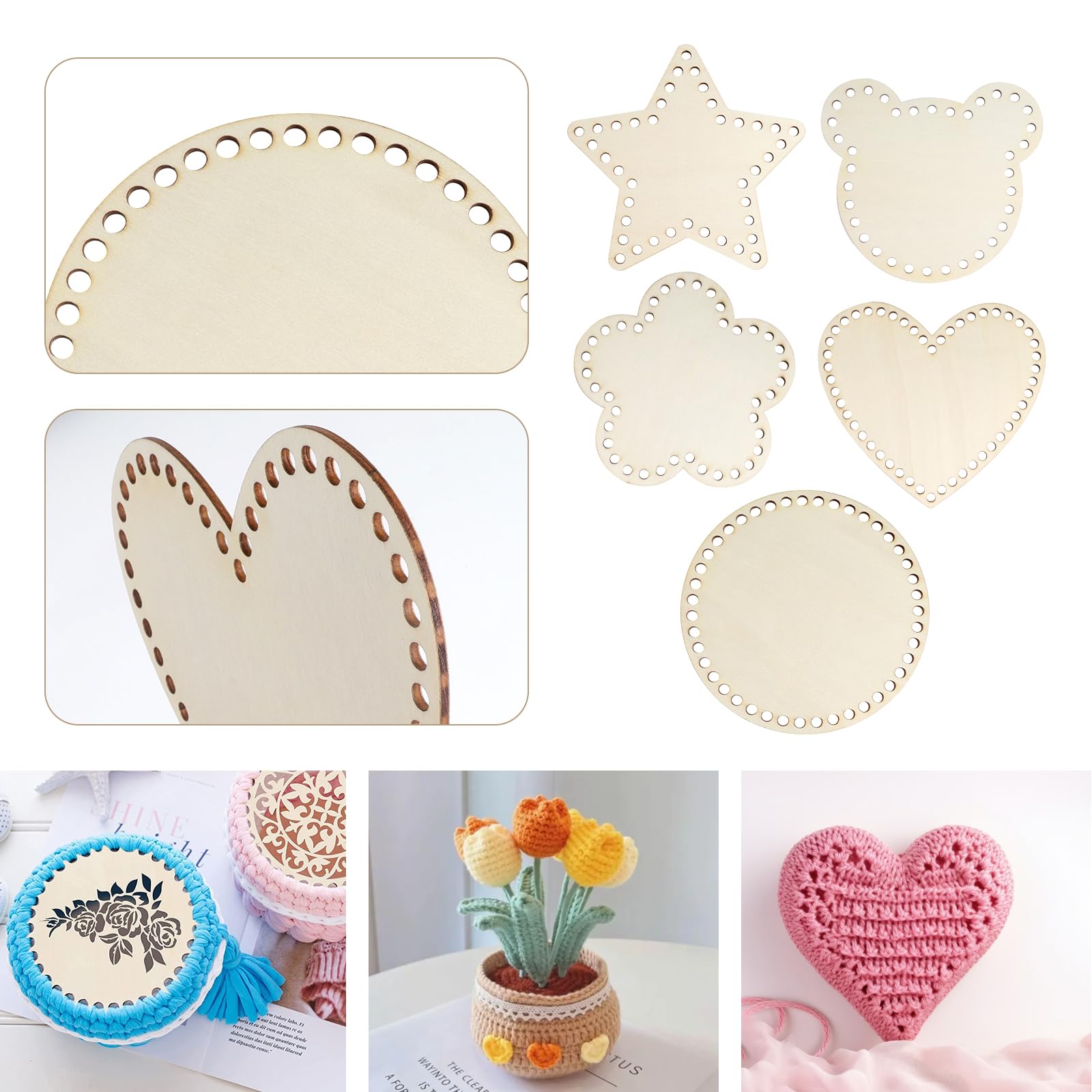 15x15cm Crochet Basket Base - Plywood Bottom For DIY Cotton Cord Basket Making