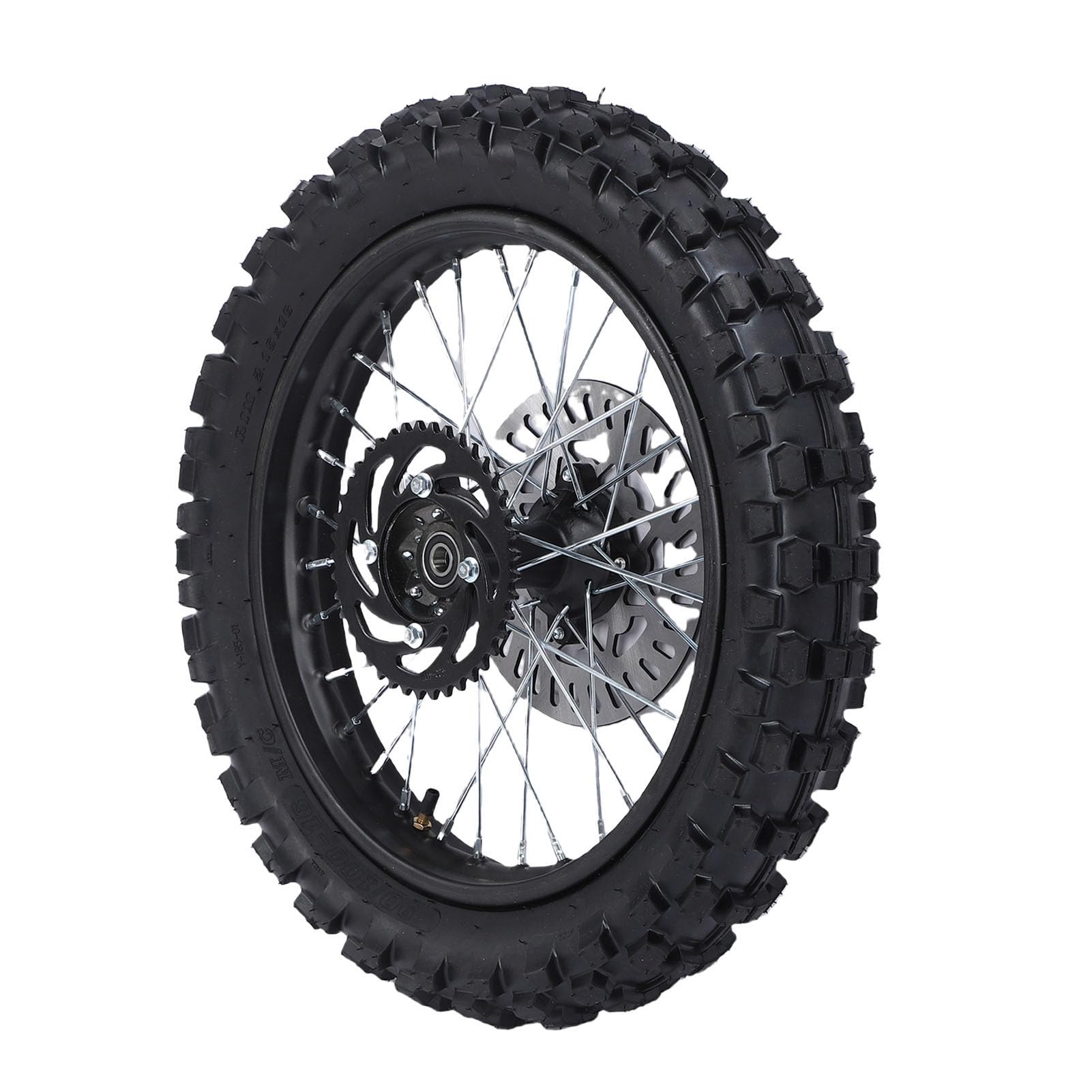 Tbest Neumático de Rueda Trasera para Bicicleta de Cross, Conjunto de Llanta de Piñón de 16 Pulgadas, 90/100, Eje de 15mm, 420, 41T, para Bicicletas Todoterreno Thumpstar SUNL