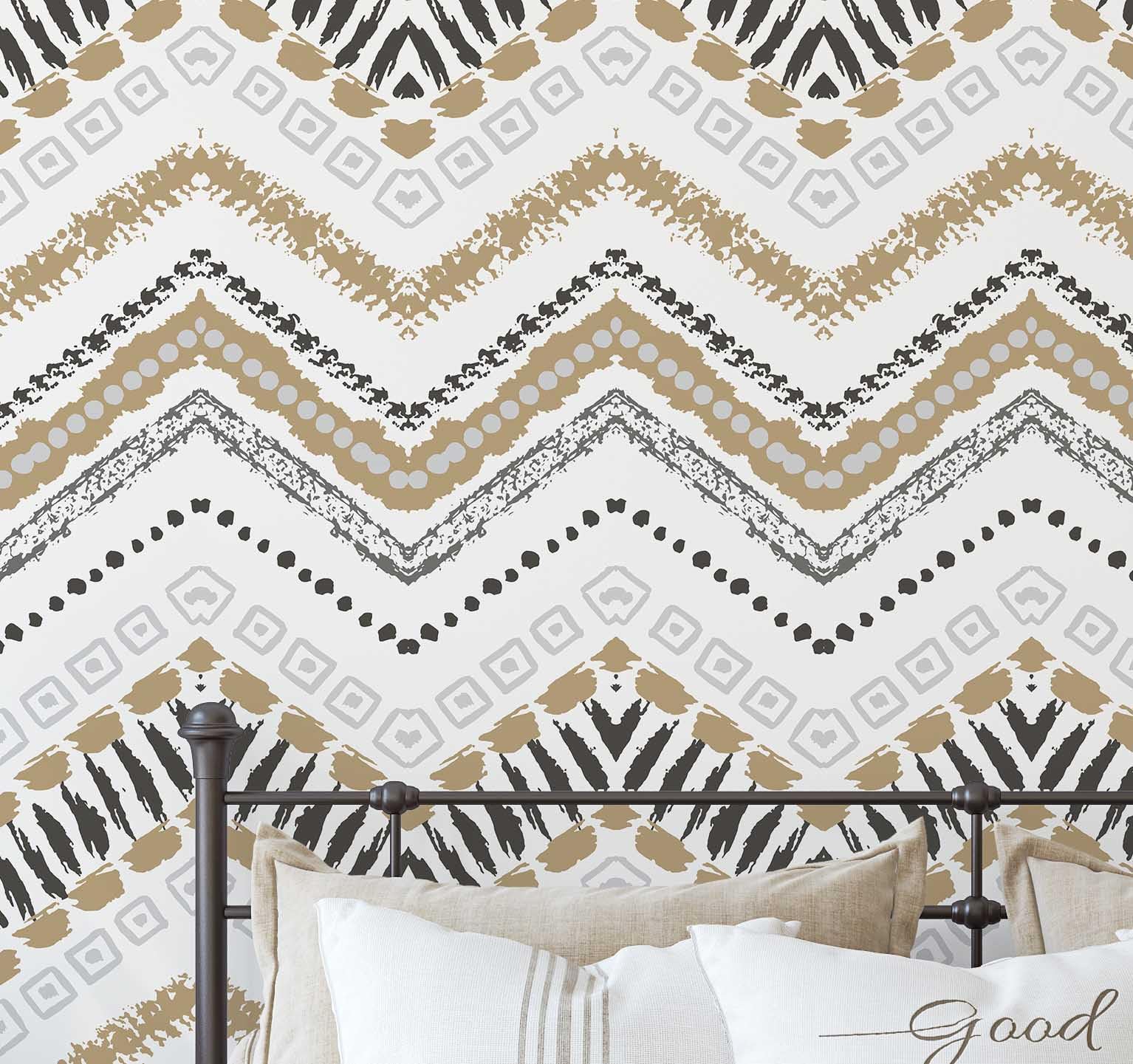 Revêtement mural autocollant zigzag S4Sassy vinyle amovible pour chambre