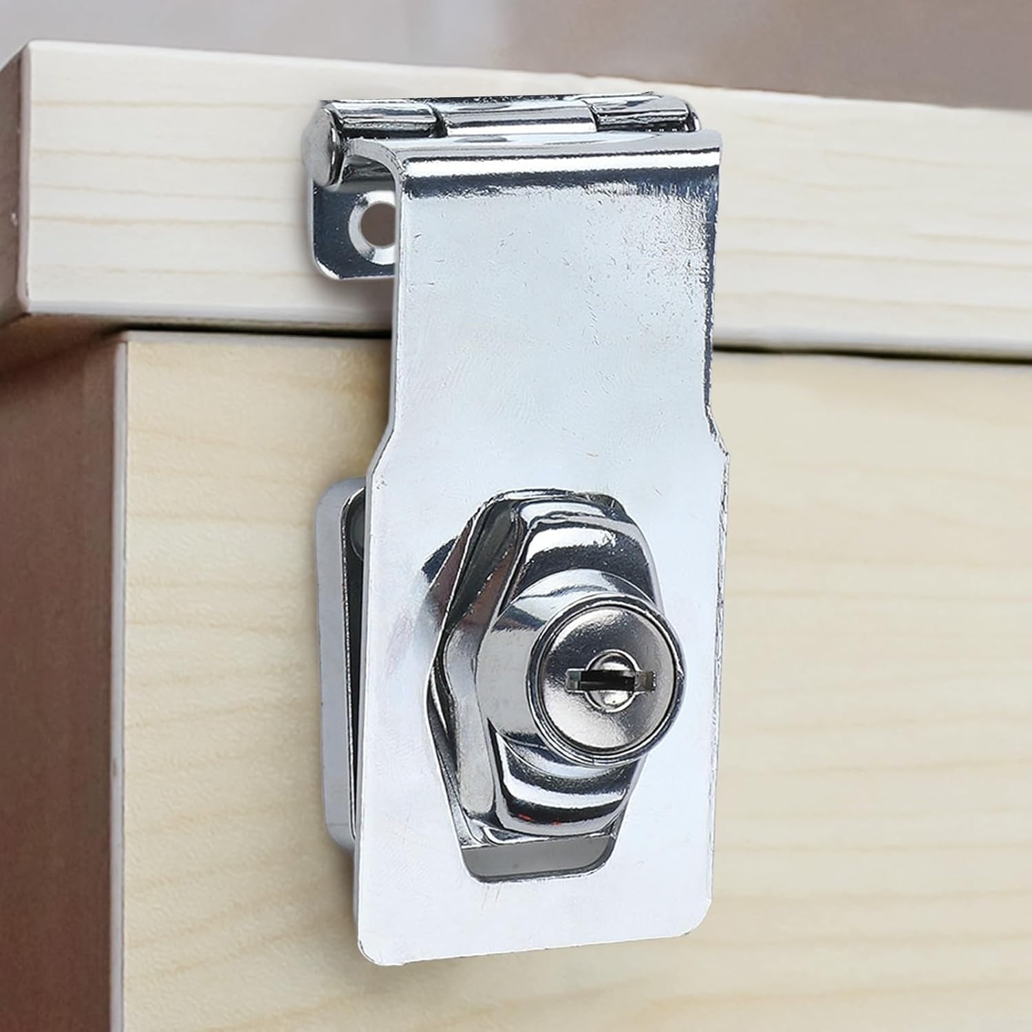 Drawer Lock with Key, 90° Angle Turn Latch Inward-Opening Cabinets & Drawers, Iron Construction, Silver Finish – 2.5/3/4 Inch Sizes (Pack of 1)(4 inches)