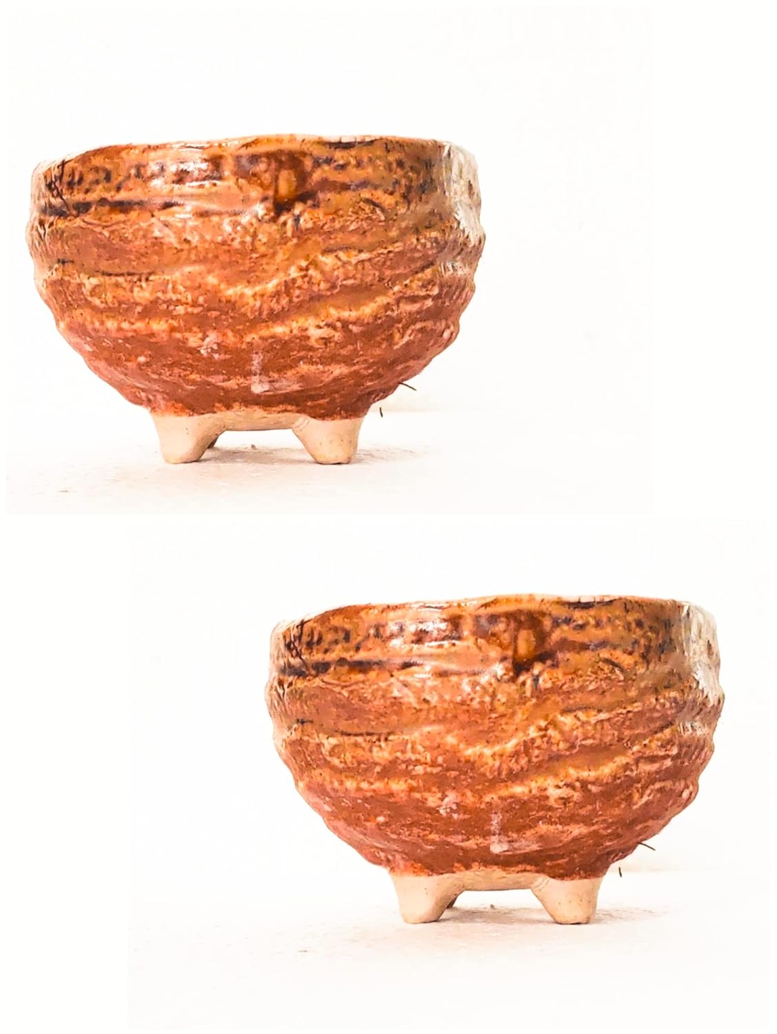 Bonsai Haat 5 inches Premium Stone Textured Bonsai Pot(Small Size) (Set