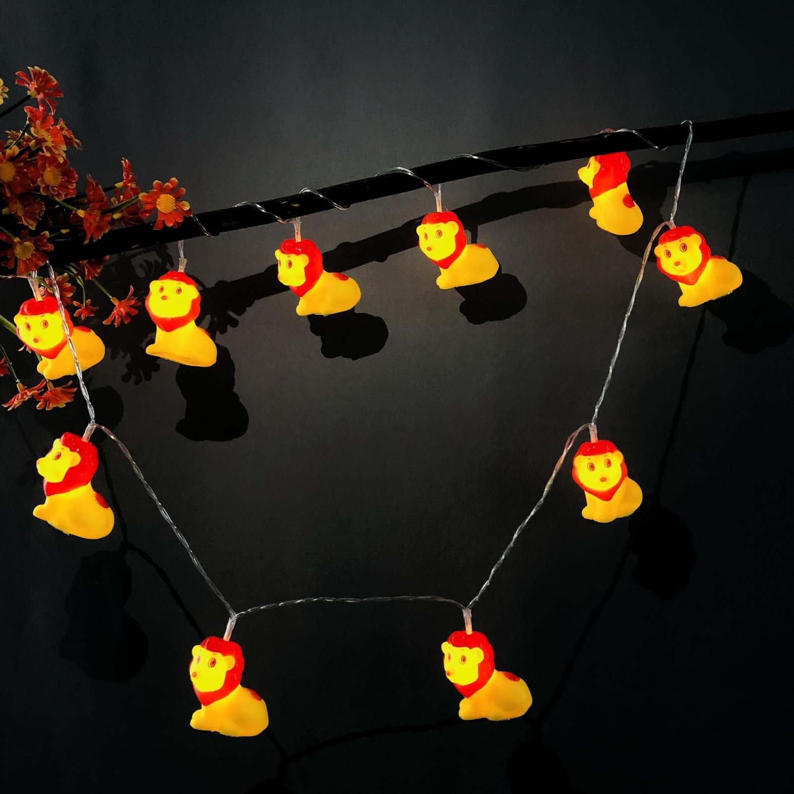 Riaxuebiy 10 LED Lion Fairy Lights 1.65m Length Lion String Lights Warm White Battery Operated Bedroom Children Room Decor Lion Chain of Lights (Lion)