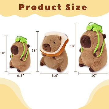 Achwishap Capybara Plush, 12 Brown Capybara Stuffed Animal Plush Toys