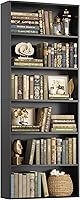 FOTOSOK 6-Tier Tall Black Bookcase - Sturdy Freestanding Open Bookshelf for Bedroom, Living Room, Office Storage