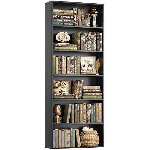 6-Tier Open Bookcase and Bookshelf, Freestanding Display Storage Shelves Tall