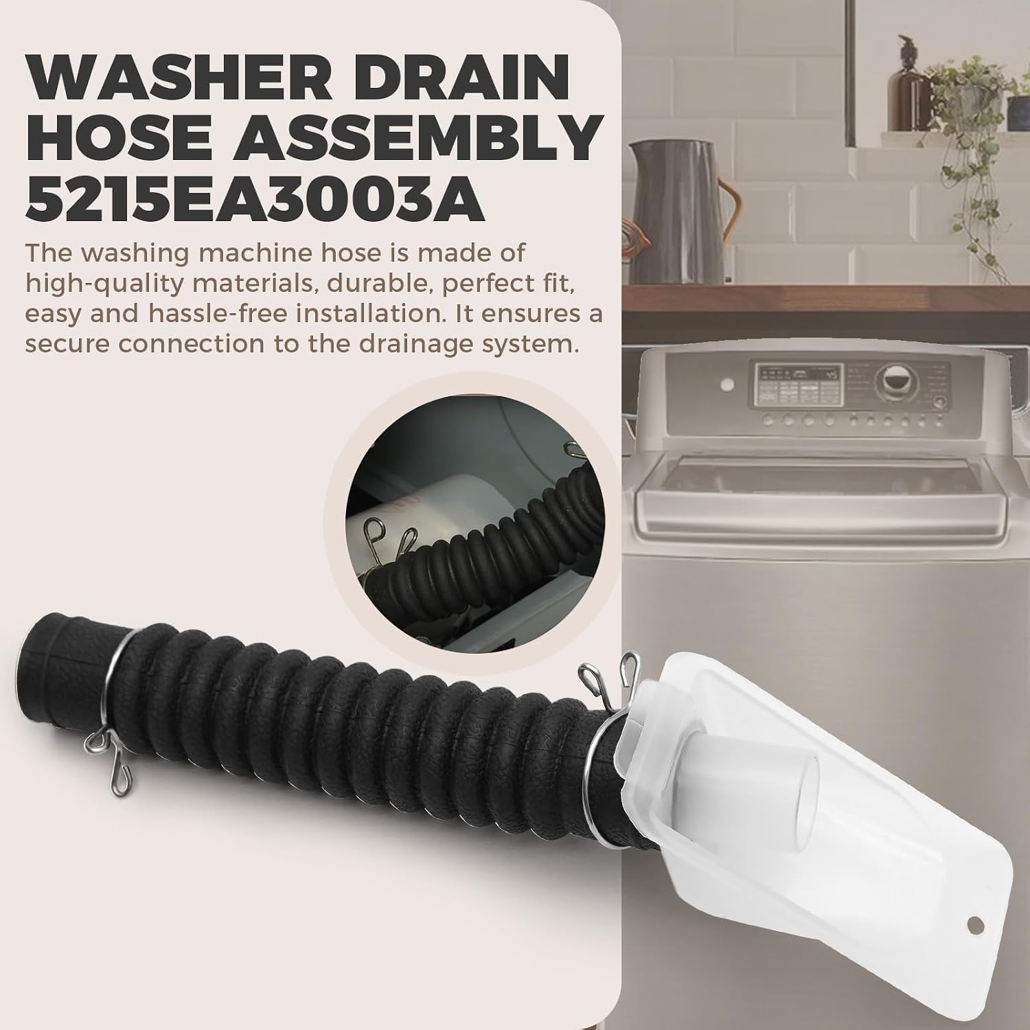Washer Drain Hose Assembly 5215EA3003A for LG Washer, Washing Machine Drain Hose including Connector