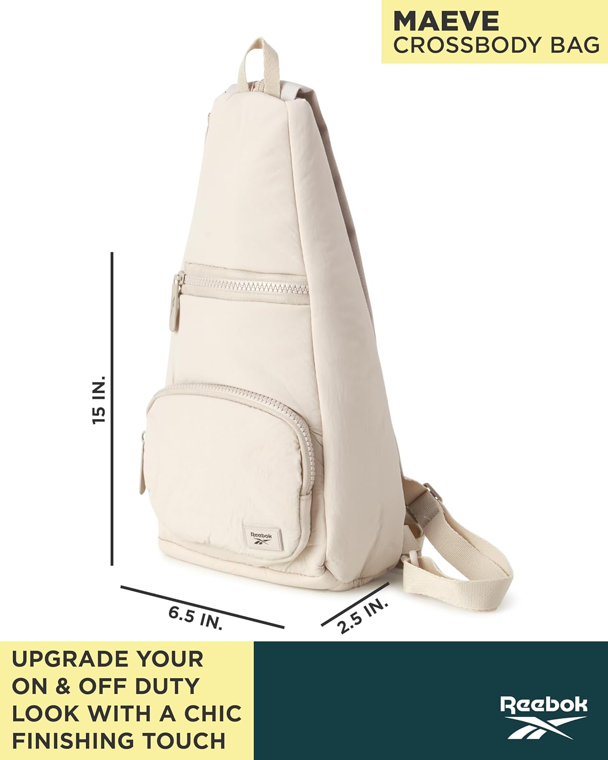 Reebok Unisex Crossbody Sling Bags – Compact Convertible Strap Cross Body Bag Travel Sling Bag - Gym & Travel Essential, Size One Size, Maeves Stucco - Image 3