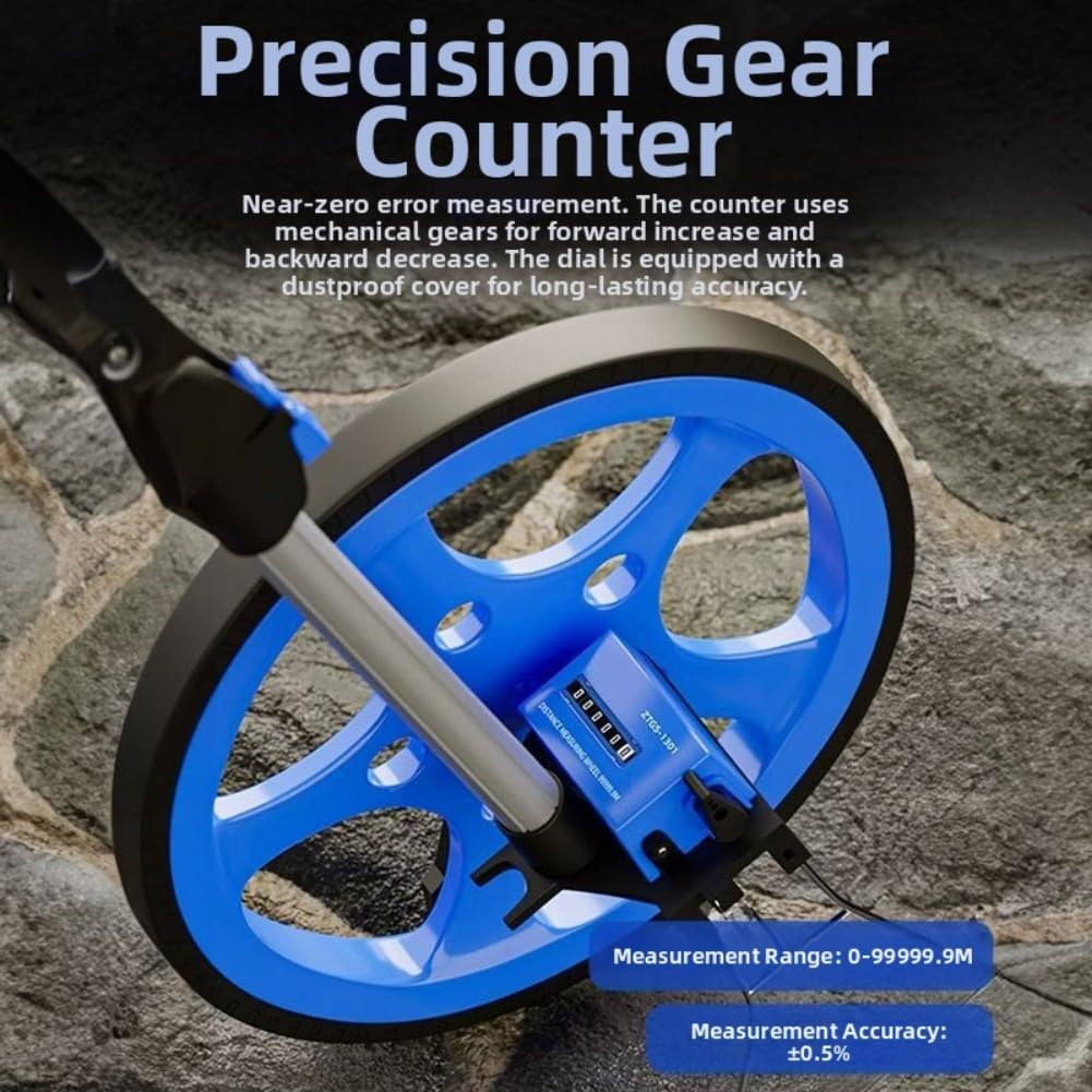 Rueda de medición de distancia con restablecimiento – Resistente rueda de aluminio, ideal para campos deportivos y paisajes