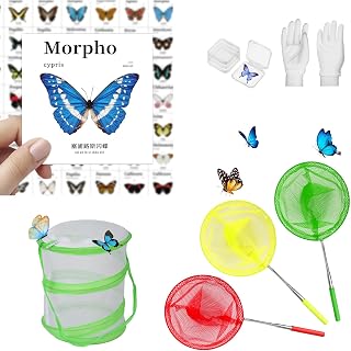 LefeTeny.Butterfly Catching Kit for Kids 3 Telescopic Butterfly Nets Catching Fireflies Bugs Fish Insect Butterfly Chart Specimen Box Butterfly cage Outdoor Explorer Kit for Girls Boys Age 5 6 7 8 9