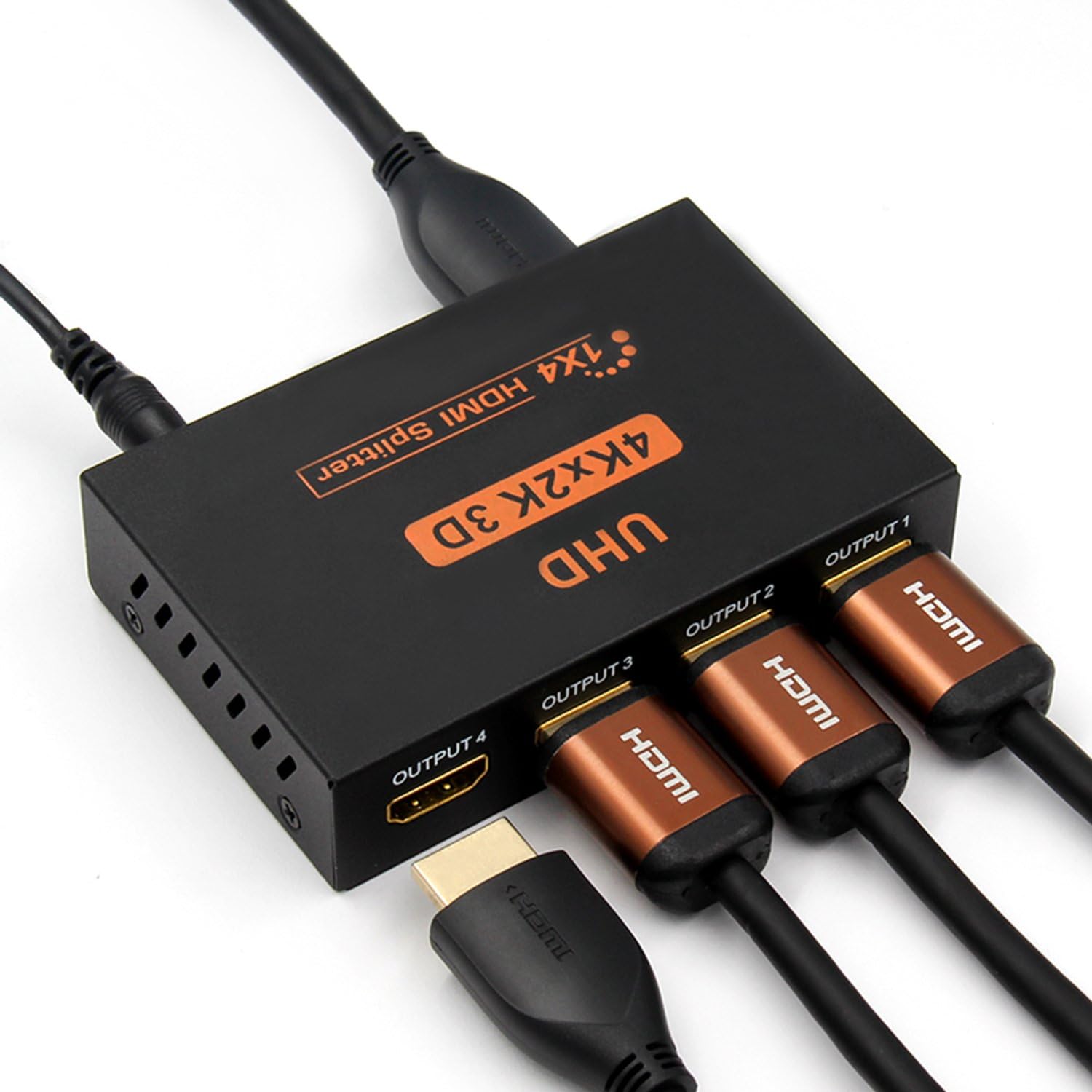 HDMI Splitter 1 in 4 Out, Enlody 1 X 4 Splitter Box for Full HD 4K 1080P, Support 3D,4K x 2K and Ultra HD 3840 x 2160 Resolution for Laptop, Monitor, PC, TV, Progector