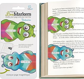 Gifts for Readers & Writers Linemarker Magnetic Bookmarks for Women & Men Bookworm, Set of 2 Magnet Bookmark Clips, Magnetic Page Holder & Book Marker for Reading with Cute Bookmarks Design for Kids