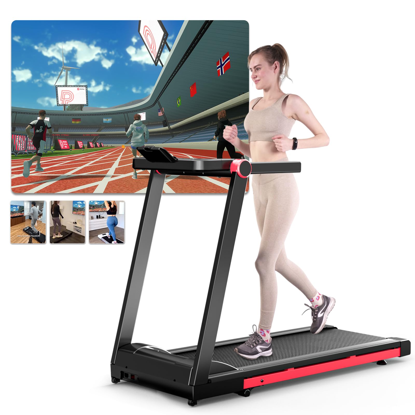 Cinta De Correr Y Andar Plegable Eléctrica Con Pulsómetro Y Pantalla