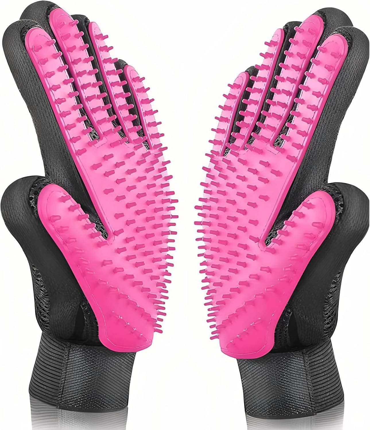 Pet Grooming Glove, Pets Brush De-Shedding Fur Removal, Gentle Massage Hand Gloves, Efficient Pet Hair Remover, Grooming Mitt for Dogs, Cats, Rabbits & Horses with Long/Short/Curly Hair