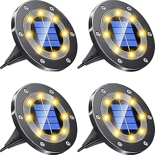 pendoo ソーラーライト 屋外 ガーデンライト 埋め込みライト ソーラー 4個セット IP67防水 太陽光充電 防犯対策 光センサー 8LED 高輝度 ライトアップ 自動点灯/消灯 芝生/ガーデン/玄関先/庭/車道/歩道 （ウォームホワイト）