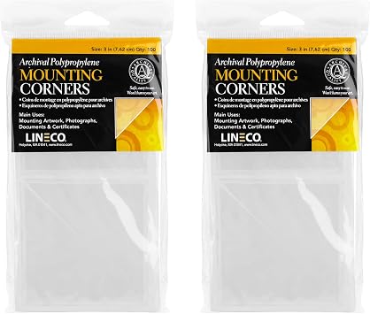 Lineco Self-Adhesive Polypropylene Mounting Corners, 3 Inch, 100 PCS