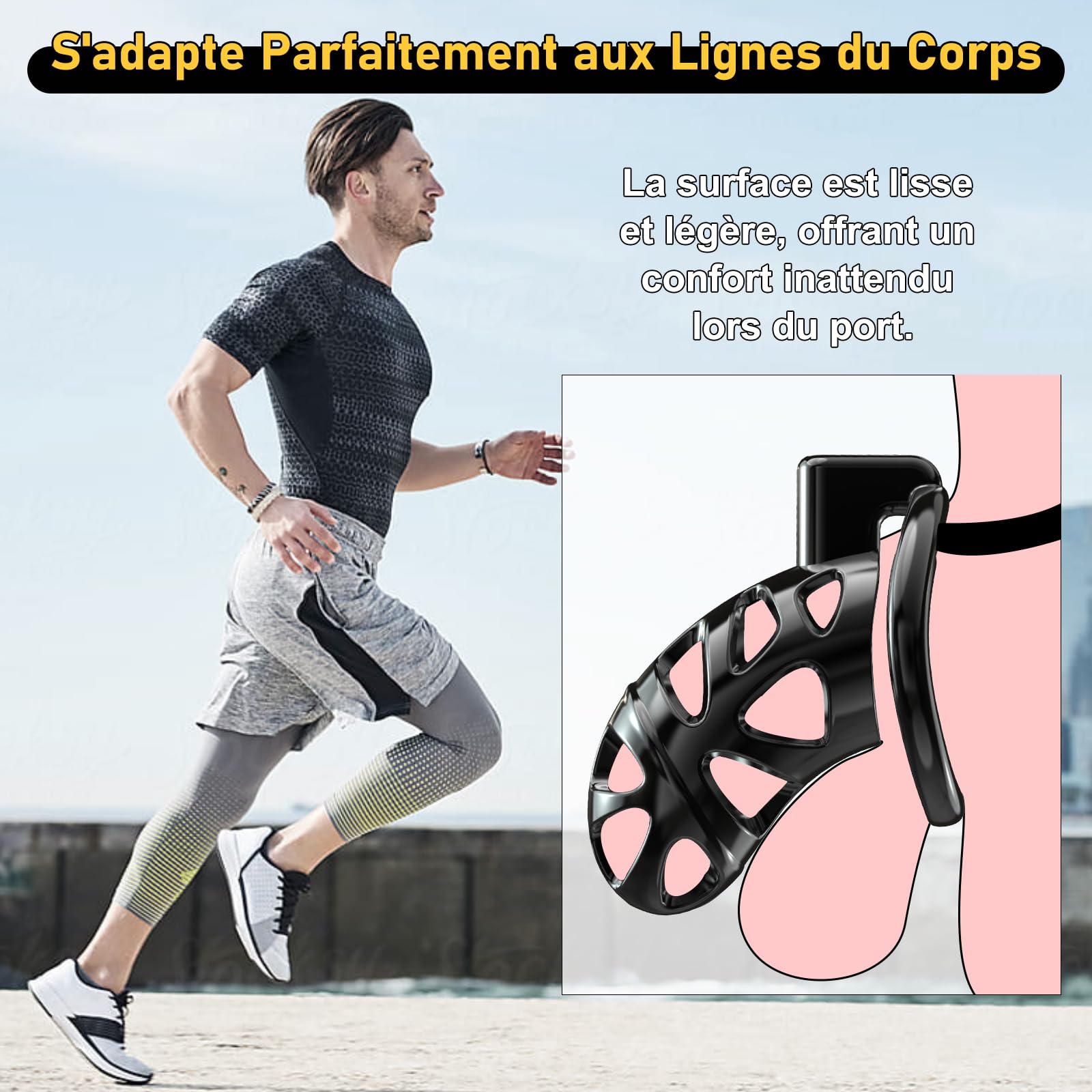 Cages de Chasteté Nouvelle Version de Gethorny - Cage à Pénis 3D Légère avec 3 Tailles Anneaux de Pénis Amovibles pour Empêcher L'érection, Bondage SM avec Ceinture de Chasteté Sex Toýs Couple