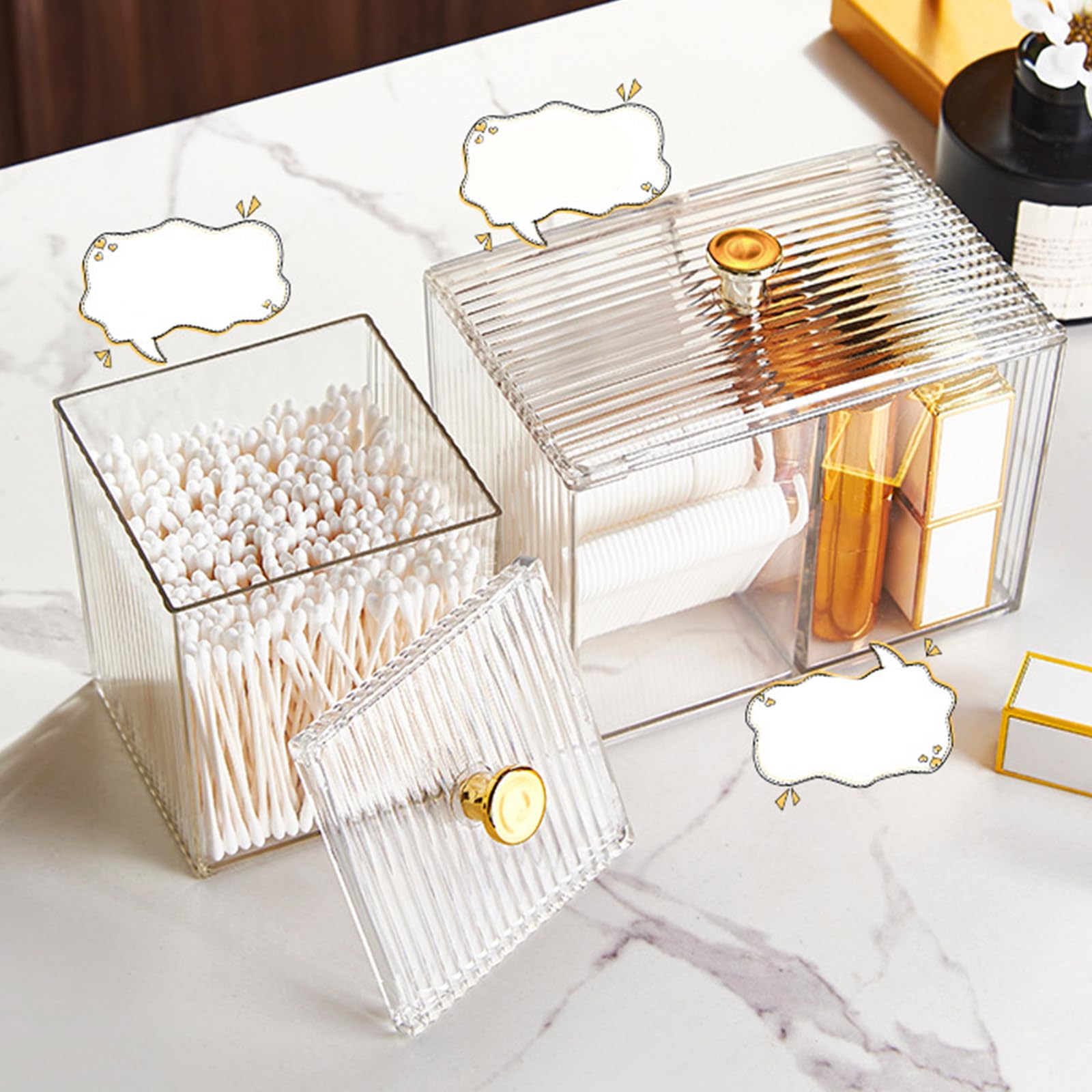 Kompakter QTIP Spenderbehälter, Make-up-Organizer, Kosmetik-Aufbewahrungsgitter für Kosmetik-Werkzeuge, Badezimmer, Essential, Badezimmer, Kosmetik-Organizer, Behälter