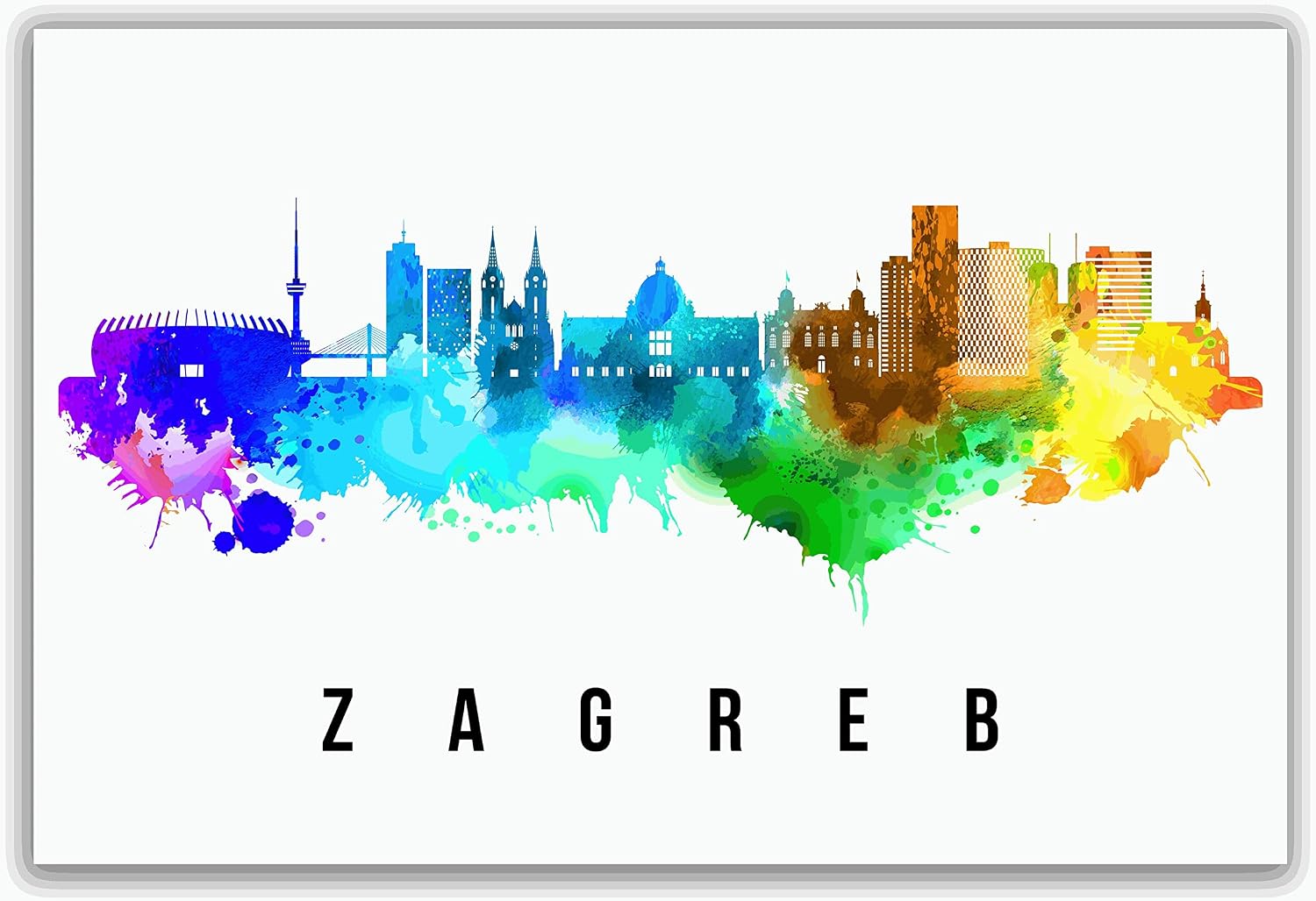 Zagreb Skyline Croatia Poster, Zagreb Cityscape Painting, Croatia Poster, Zagreb Cityscape and Landmark Print, Home Wall Art, Office Wall Decor - 12x18 Inches