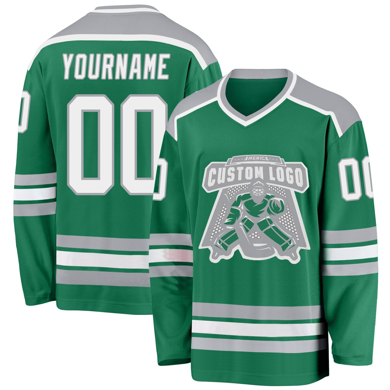 Custom Name Number White Black-Orange Hockey Jersey, Personalized Team V-Neck Sports Hockey Jersey for Men Women Youth