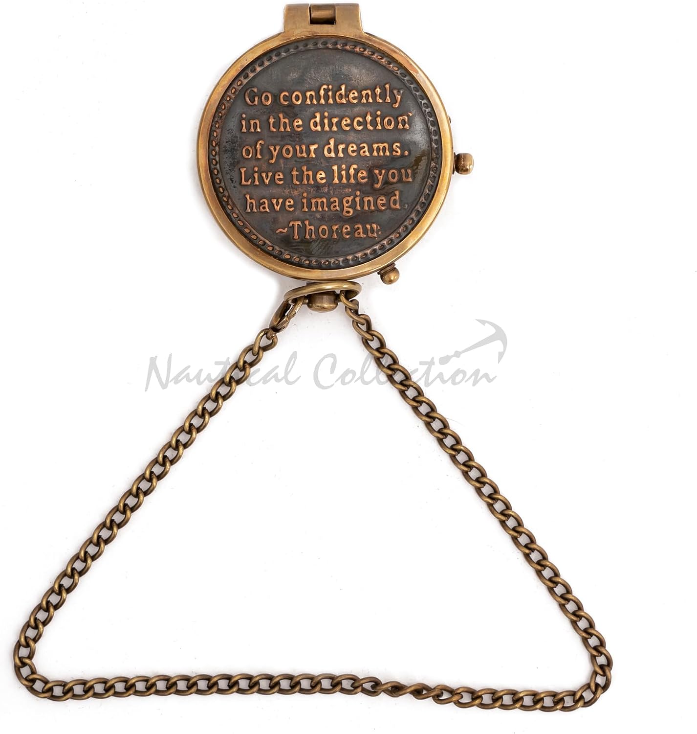 NAUTICAL COLLECTION Thoreau's Go Confidently Quote Engraved Compass with Beautiful Leather Box | Unique Gifts for Son, Father, Love, Partner, Spouse, Fiancé.-