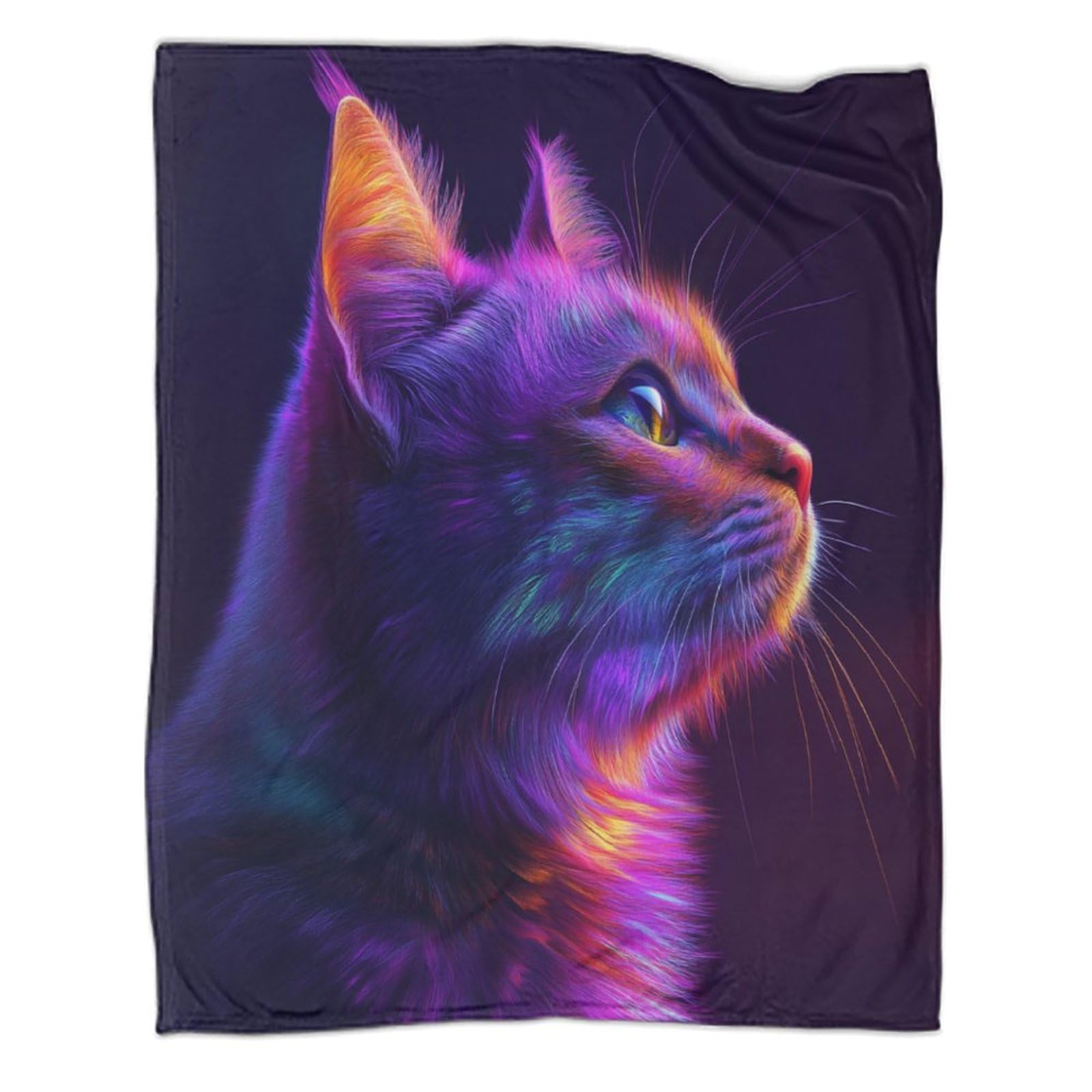 GAOYUCHUN Purple Cat 3D Printed Blanket Bed Blanket Fluffy Fleece for Sofa Couch Soft Throw Blanket Birthday Gifts for Girls Flannel Fleece Throw Blankets 40x50inch(100x130cm)