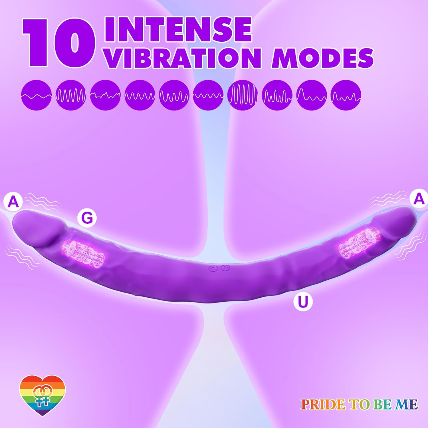 ROSYROSY Vibrating Double Ended Dildo for Lesbian Sex Toys - 15.7 Inches Relistic Strapless G Spot Dildos Wireless Silicone Fake Penis with 10 Vibration for Couple Anal Play Adult Toys & Games