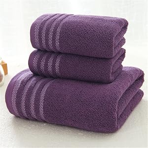 Stripe Cotton Towel Bath Towel of Three Sets Solid Color Thicken Bathroom Towels Set Soft Comfortable Uni Color