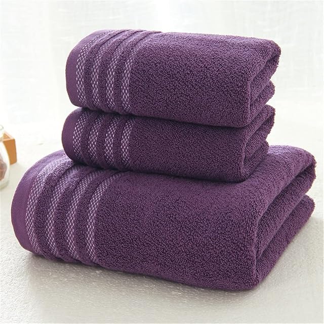Stripe Cotton Towel Bath Towel of Three Sets Solid Color Thicken Bathroom Towels Set Soft Comfortable Uni Color