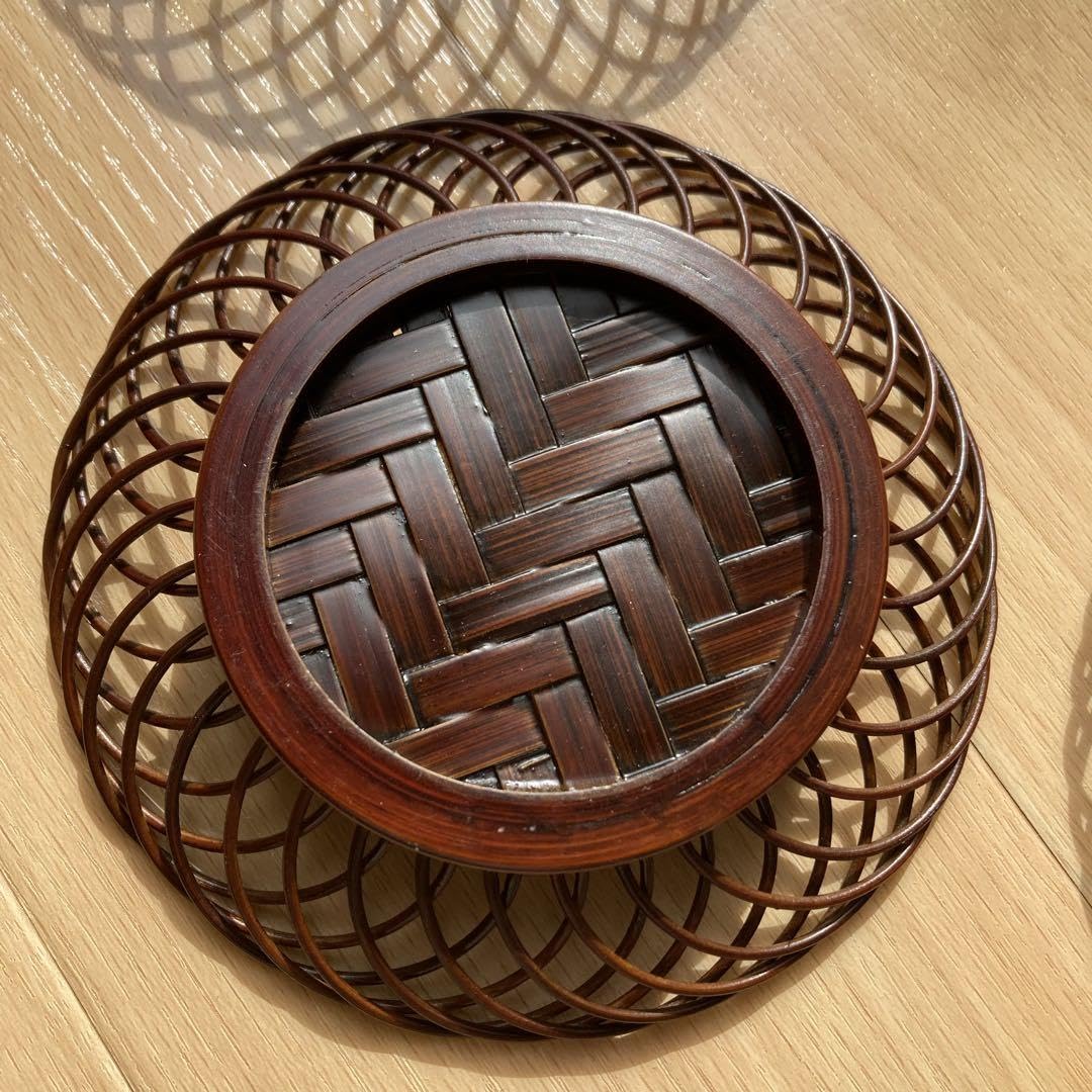 藍胎らんたい漆器の茶托5個セット 箱有 久留米 九藍 藍