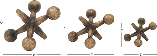 Miniatura 15 de Deco 79 Metal Jack Sculpture, Set of 3 5", 4", 3"H, Gold