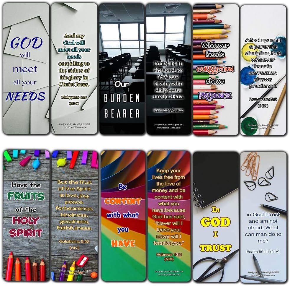 Encouraging Scripture Verses for Back to School Bookmarks (60-Pack)