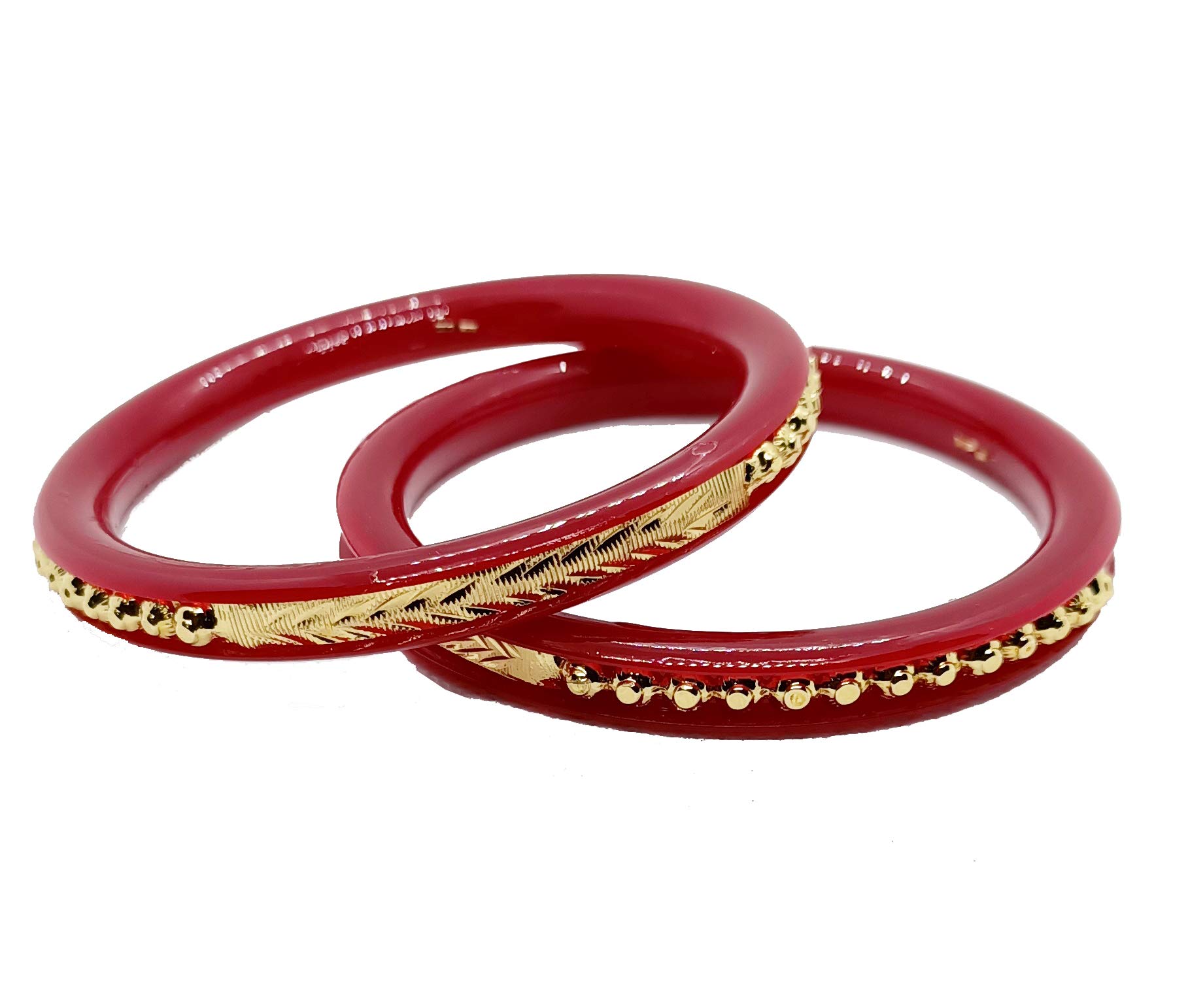 Plastic Gold Plated Red Coloured Shakha Pola Bangle Set for women pack of 2 pieces-image-38