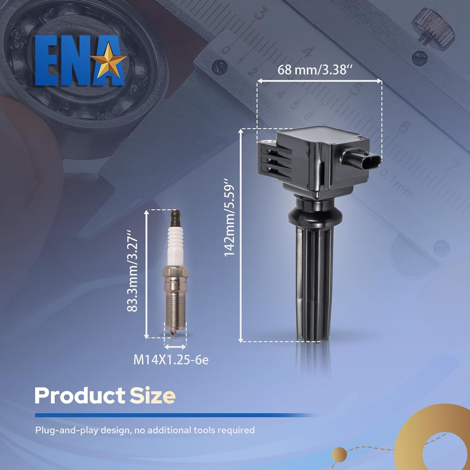 ENA Set of 4 Ignition Coil Pack 4 Platinum Spark Plug 2.0L 2.3L Compatible with Ford Mustang EcoSport Edge Escape Explorer Focus Fusion Taurus XE XF Discovery LR2 MKC MKT MKZ Replace# UF670 94372