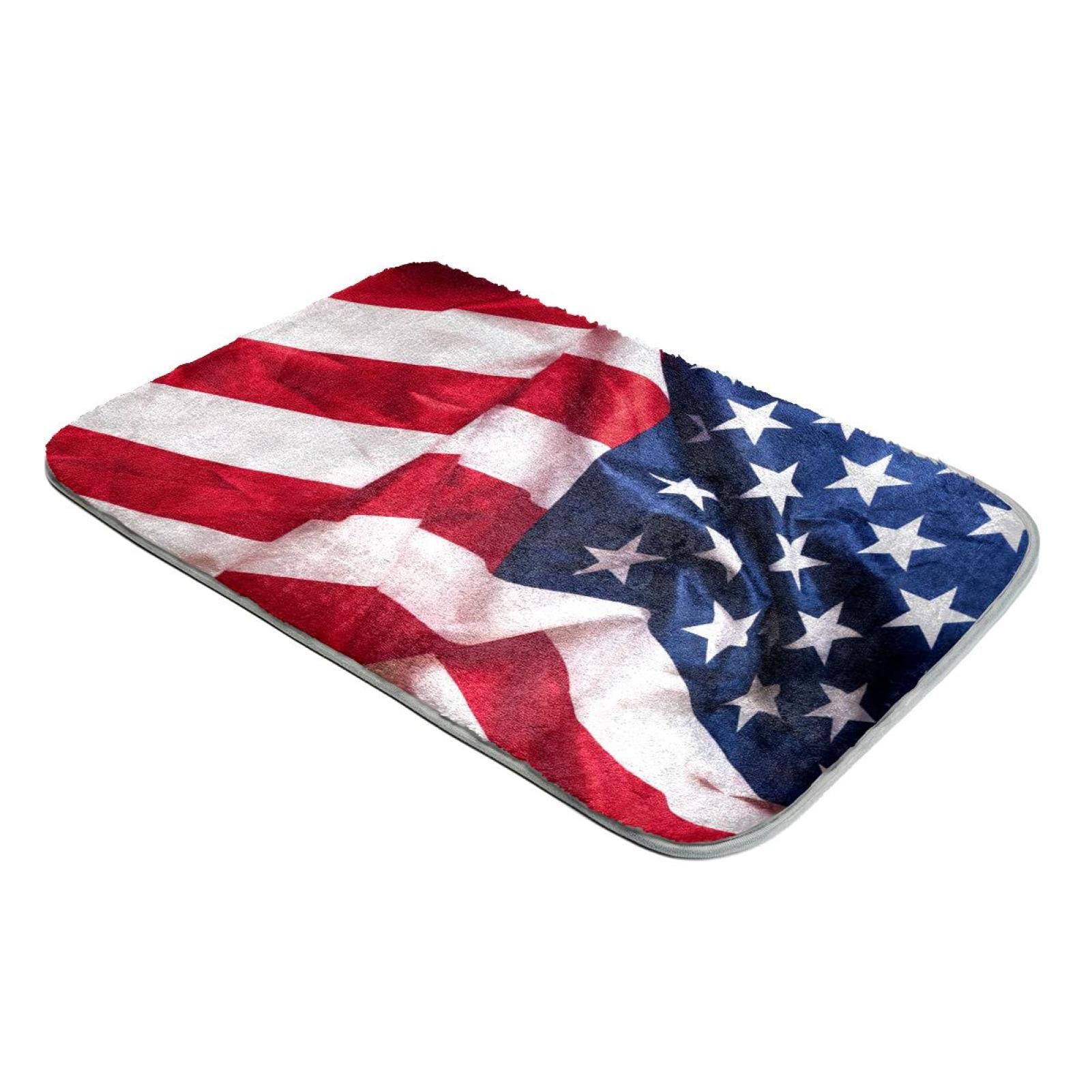 Tapis drapeau américain en fausse fourrure douce pour salon